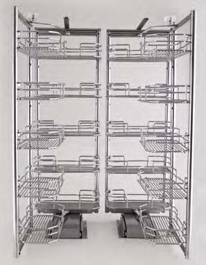 Выдвижная поворотная колонна с корзинами, с креплением для распашных фасадов